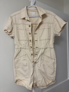 Altar'd State Cream Jean romper
